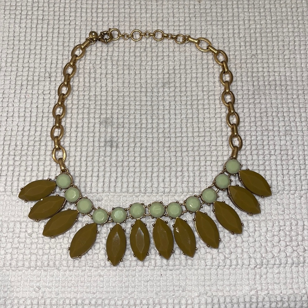 J Crew green and gold necklace